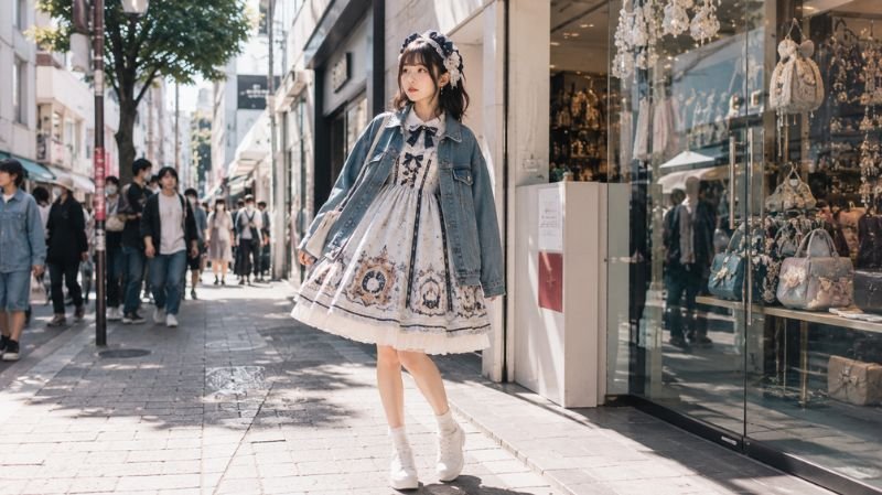 Neo Lolita fashion mixing classic dresses with sneakers