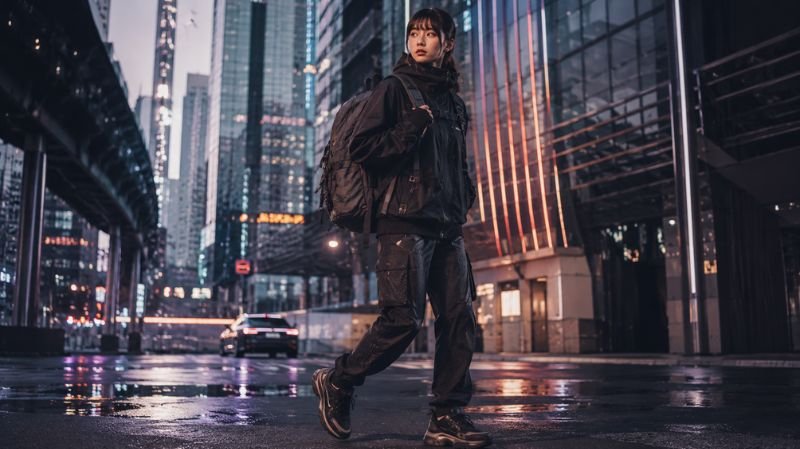Japanese Techwear fashion with waterproof jackets and cargo pants