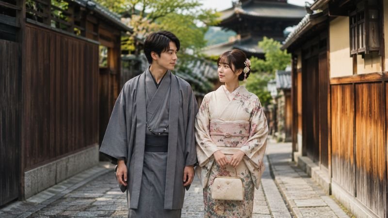 Traditional Japanese Wafuku fashion with kimono and yukata
