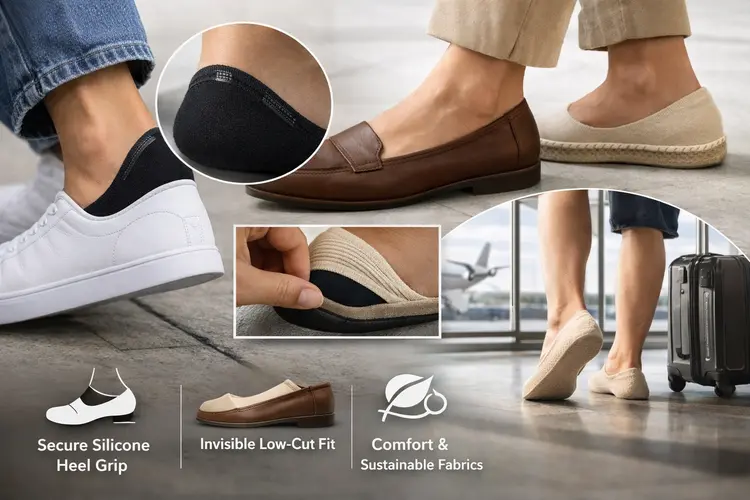 What is Special About Ondo Socks in 2026? A Detailed Review Ondo no-show socks with non-slip heel grip and invisible low-cut fit worn in sneakers and loafers.