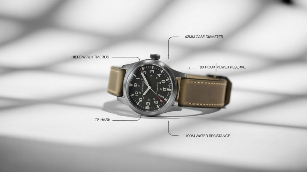 Is the Hamilton Murph Still a Valued Icon in 2026? Hamilton Khaki Field Murph watch showing 42mm case and leather strap.