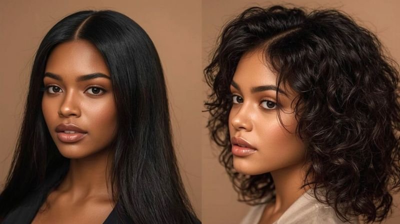A Quick Weave Half Up Half Down Hairstyles for Black Hair Quick weave styles for Black women with straight and curly bob hair.
