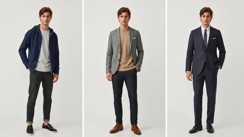 What is a Smart Casual Dress Code For Men? Men’s casual vs smart casual vs formal outfits comparison.