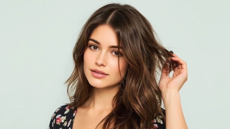 How to make your hair not look greasy in 5 minutes? Woman refreshing her hair to reduce greasy roots and add natural volume for a clean, fresh look without washing.