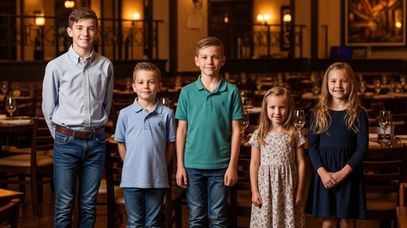 Why is the Texas de Brazil Dress Code the Best? Teens and children in collared shirts, nice jeans, and casual dresses at an upscale steakhouse.