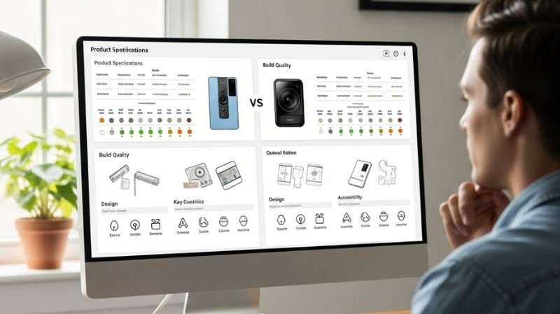 What Is the Purpose of Comparison Shopping? Key Benefits Person comparing product features and specifications on a computer screen before buying online.