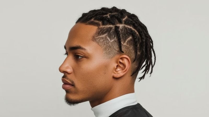 Cornrows with fade men’s hairstyle side profile