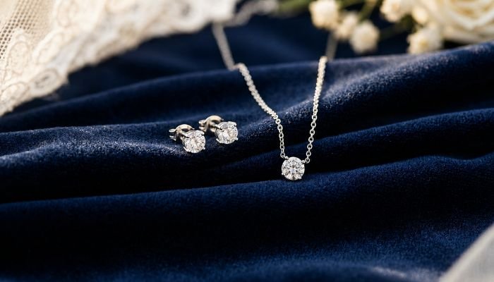 How to Accessorize a Navy Blue Dress for a Wedding? diamond jewelry