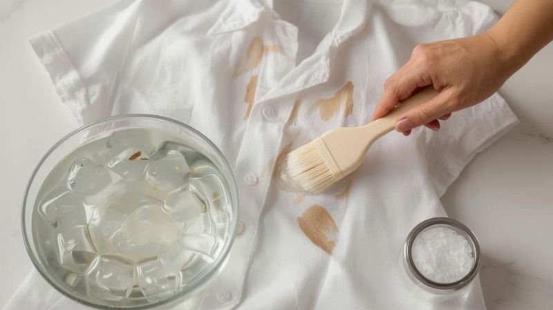 How to Get Foundation Makeup Out of Clothes? Removing dried foundation stains from white shirt using brush and cold water.