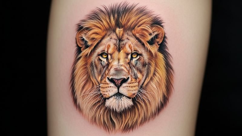 Small Ladies Tattoos Designs: Minimal & Trendy Ideas for Women Micro-Realism lion tattoo with intricate details, lifelike shading, and hyper-realistic fur texture on skin