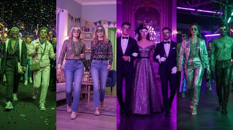 What to Wear to a Mardi Gras Party: Top Outfit Ideas Outfit Ideas Based on Event Type for Mardi Gras with parade, house party, masquerade ball, and club night fashion styles