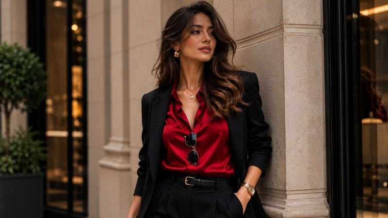 What Colors Go Well With Red? Modern Outfit Ideas Black and red outfit combination for women