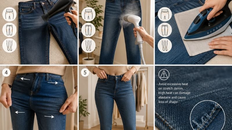 Can Heat Stretch Jeans Quickly? Safe denim stretching using hairdryer, steamer, iron, and wearable heat-fit methods