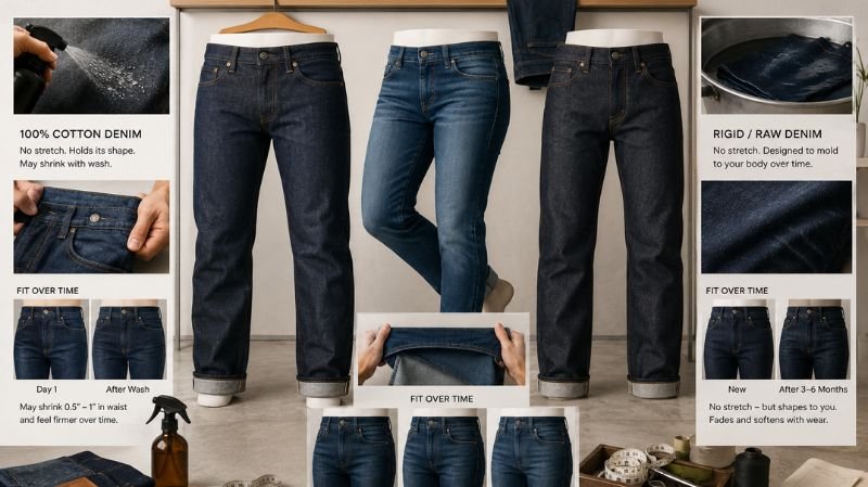 Can You Really Stretch Out Jeans Successfully? Cotton, stretch, and raw denim fit comparison in editorial guide