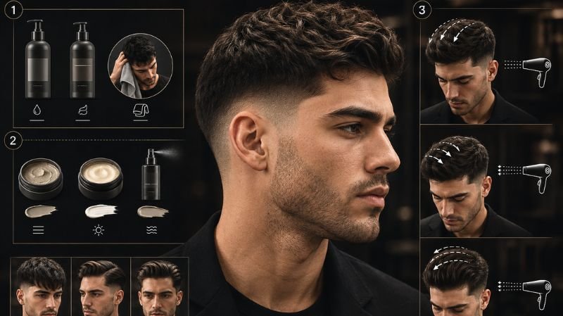 How Do You Style a Low Taper Fade Straight Haircut at Home? Step-by-step men’s grooming infographic guide