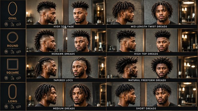 5 Best Dread Hairstyles for Guys in 2026: Top Men’s Styles How to Choose the Best Dreadlocks Hairstyle for Your Face Shape with stylish men showing flattering dread styles