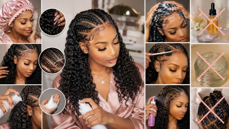 Maintenance Tips: Keep Your Jayda Wayda Hair Fresh with sleek braided edges, defined curls, and step-by-step care routine visuals