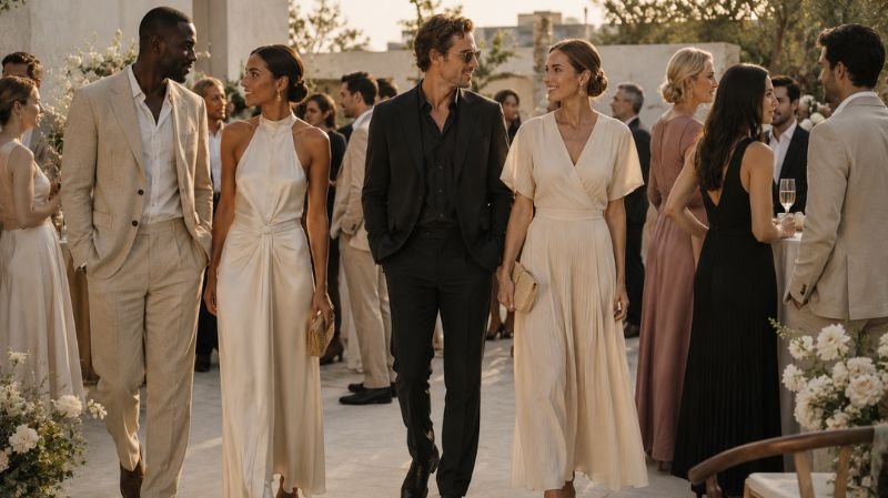What Is Semi Formal Wedding Attire? Best Wedding Guest Looks Trending Semi Formal Wedding Guest Looks in 2026 with neutral tones, relaxed tailoring, and sustainable fabrics