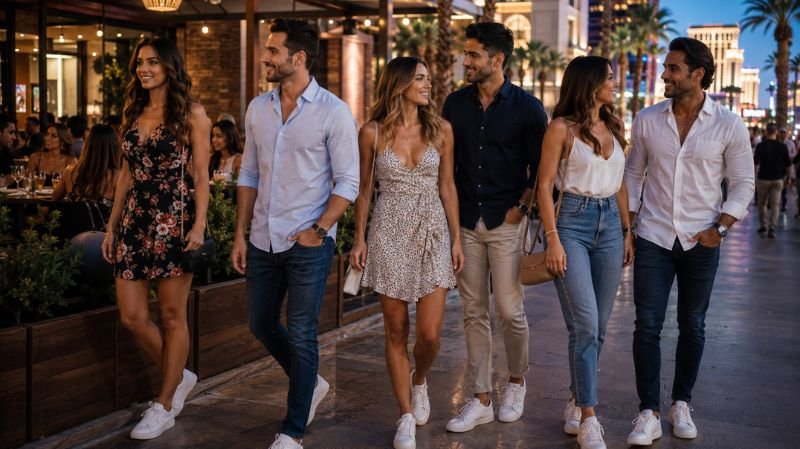 What to Wear for Casual Dining in Vegas with smart casual outfits, chic dresses, jeans, and stylish evening fashion