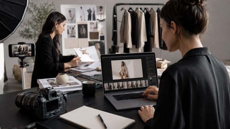 Fashion brand owner creating social media content and marketing campaigns