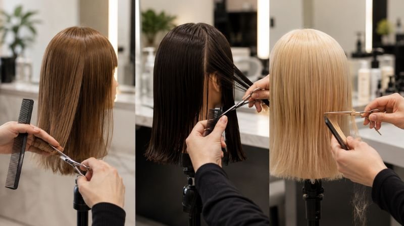 Hair trim haircut and dusting comparison visual