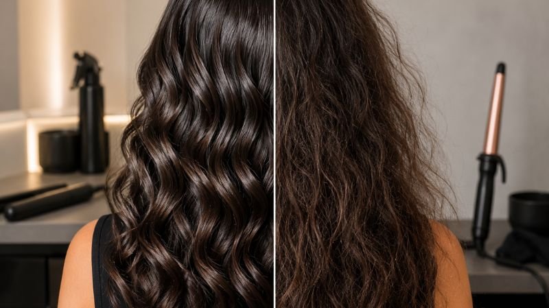 Hair damaged from heat styling tools like straightener and curling iron 