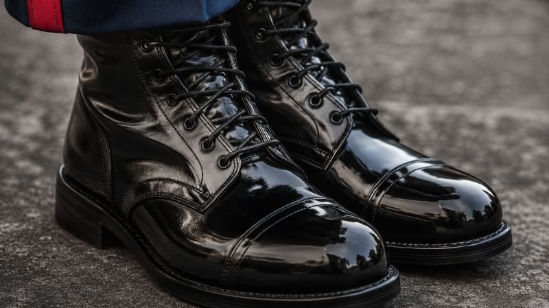 Mirror shined military boots