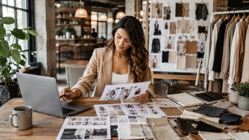 Fashion business owner analyzing customer personas and target audience data