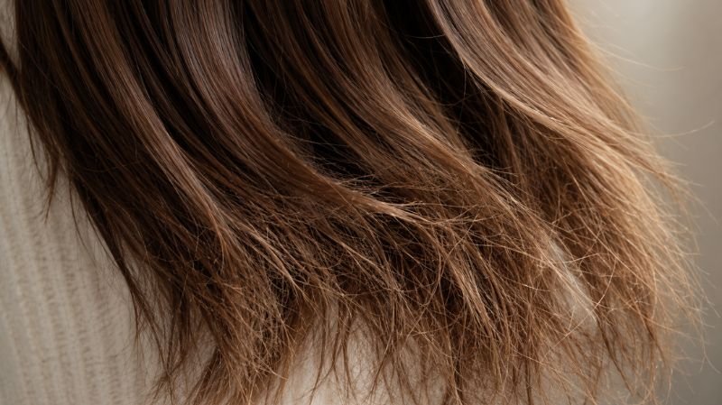 Long hair with visible split ends and dry tips