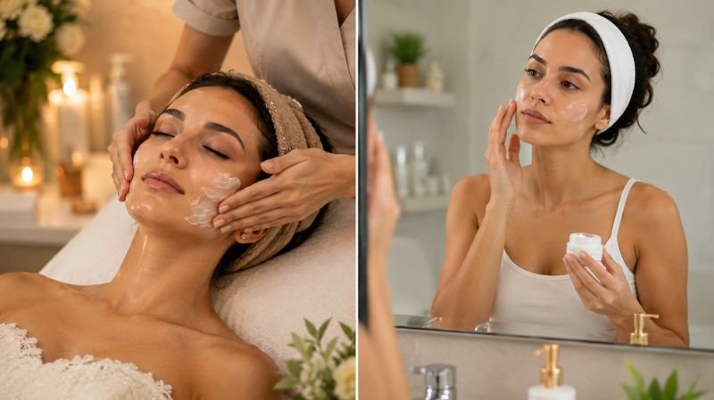 How Often Should You Get a Facial? Expert Recommendations Comparison of professional facial treatment and home skincare routine