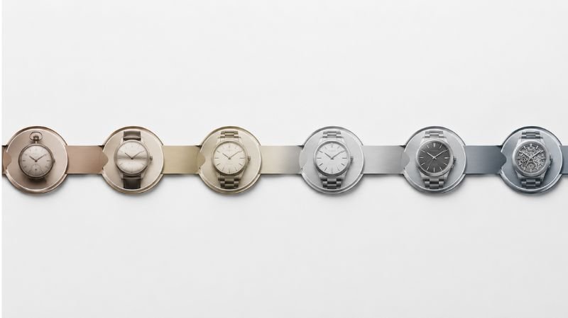 Abstract timeline visualization representing Rolex serial number years