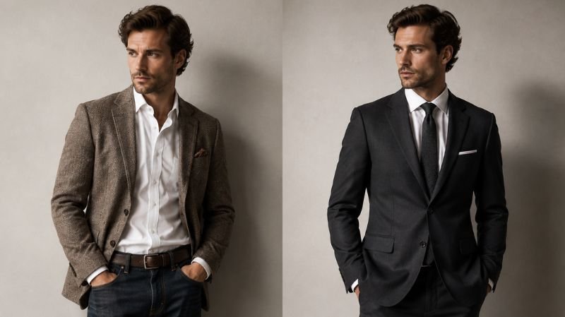 The Difference Between a Sport Coat and a Suit Coat Sport coat vs suit coat visual comparison style difference