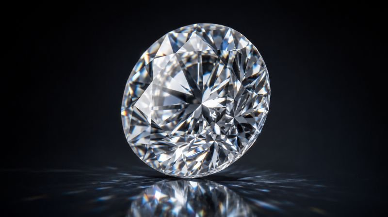 Close-up of diamond showing cut, clarity, and brilliance