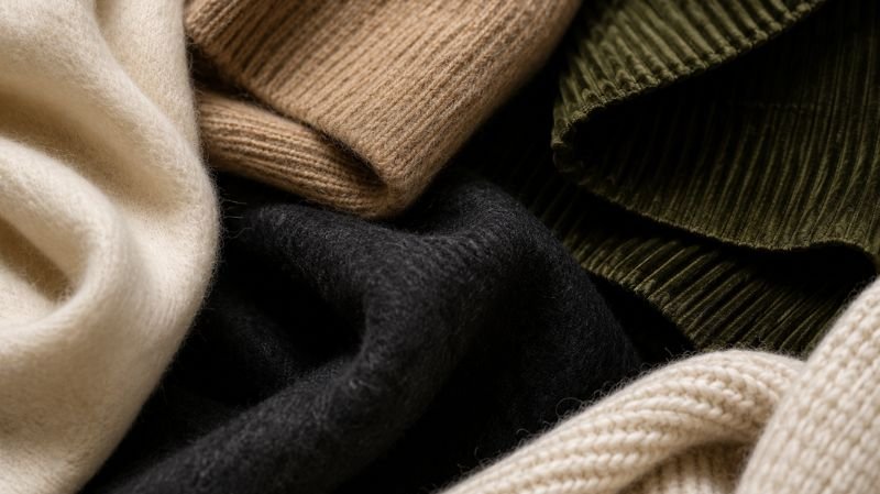 Winter fabric textures including wool and cashmere