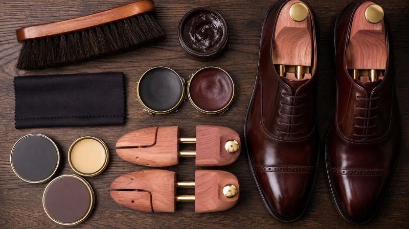 Essential tools needed for shoe shining