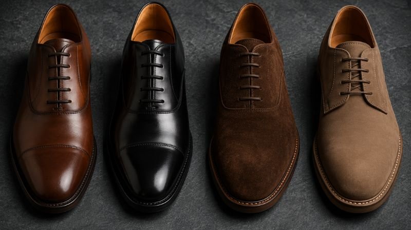 Different leather types for shoe shining