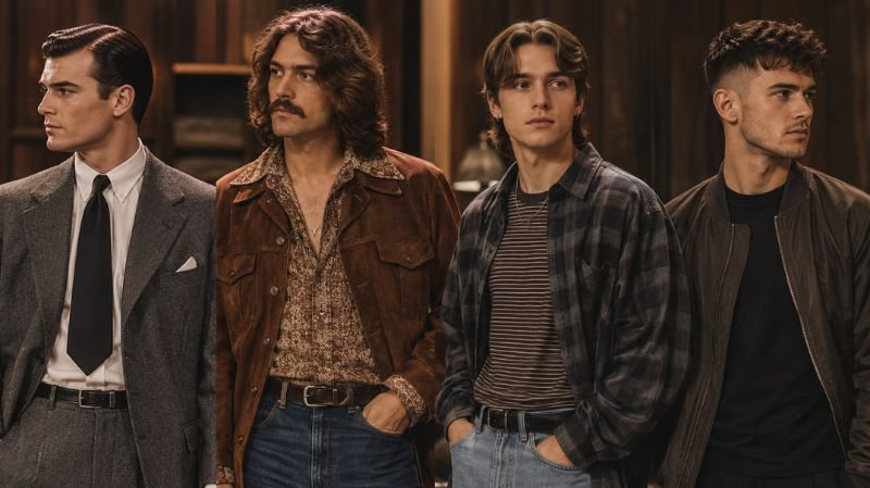 Evolution of men's wavy hairstyles through decades