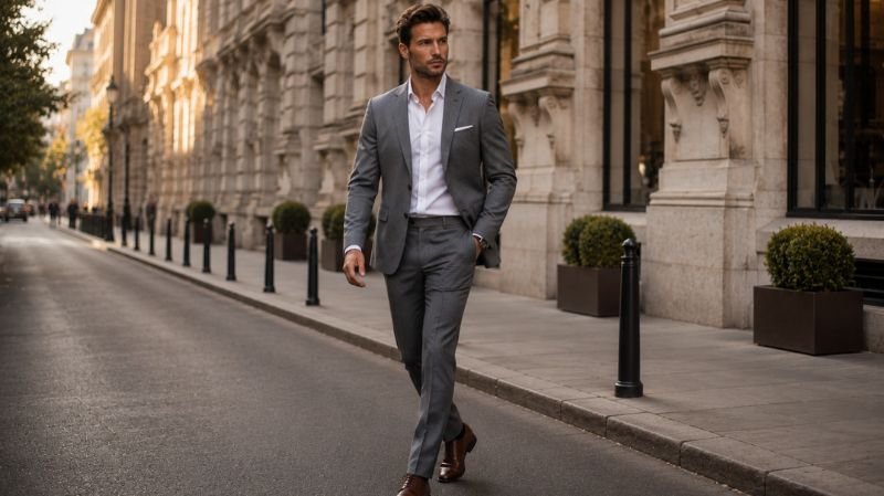 What Shoes to Wear With a Grey Suit for Every Occasion Medium grey suit with dark brown Derby shoes