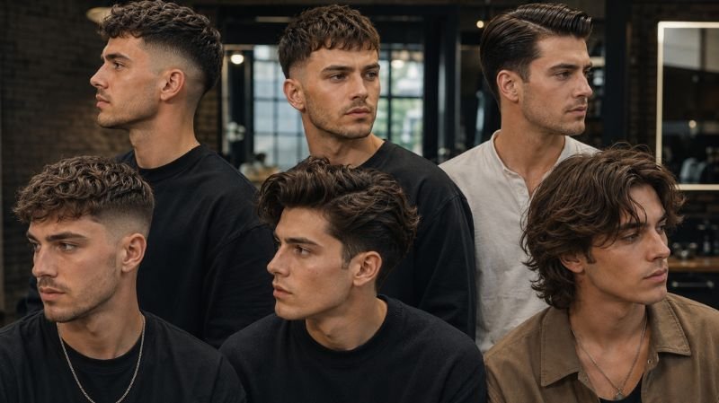 Comparison of popular wavy haircuts for men