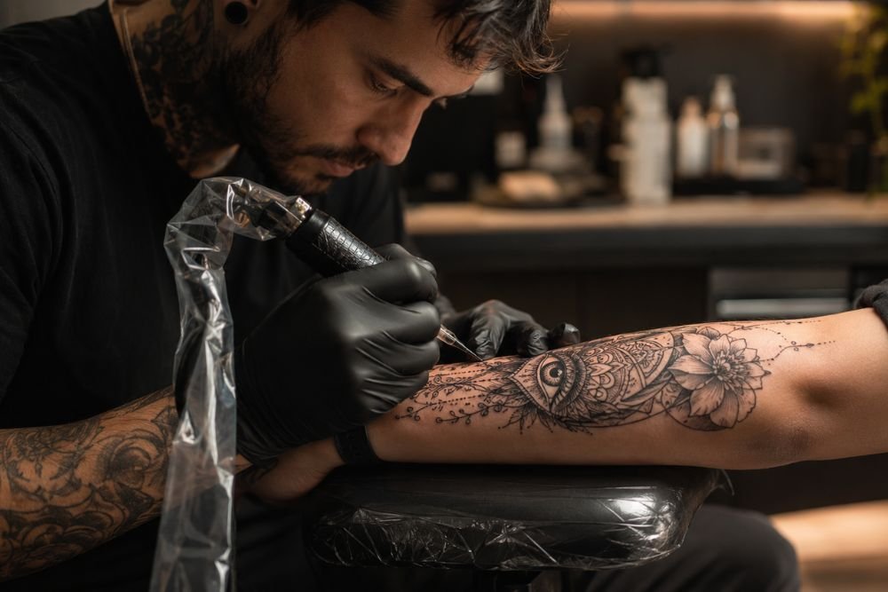 How Black Ink Retains Stability Over Time in Intricate Fine Line Tattoos Black ink fine line tattoo on forearm showing crisp intricate details and long-lasting precision