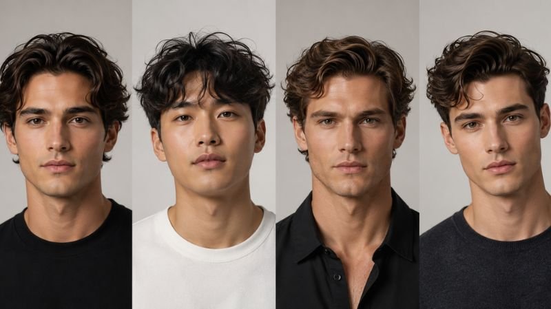 Men's face shapes matched with wavy hairstyles