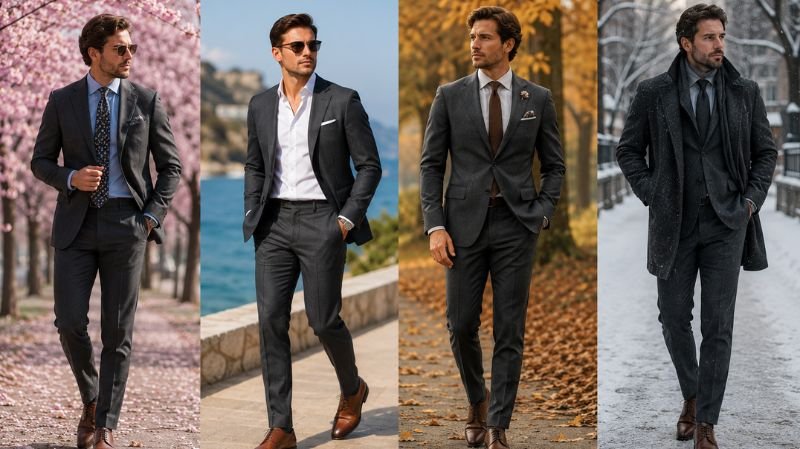 Dark Brown Shoes With Dark Grey Suit: Complete Style Rules Dark grey suit brown shoes seasonal men's fashion styling