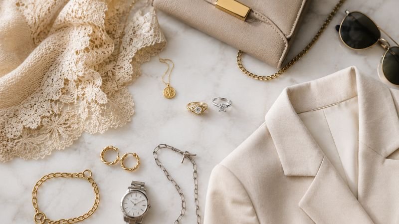 Woman choosing engagement ring that matches personal fashion style