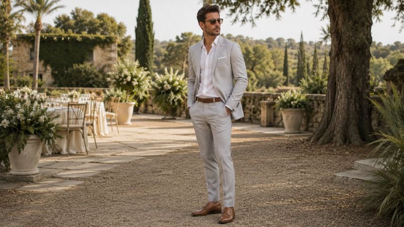 What Shoes to Wear With a Grey Suit for Every Occasion Light grey suit paired with tan leather loafers
