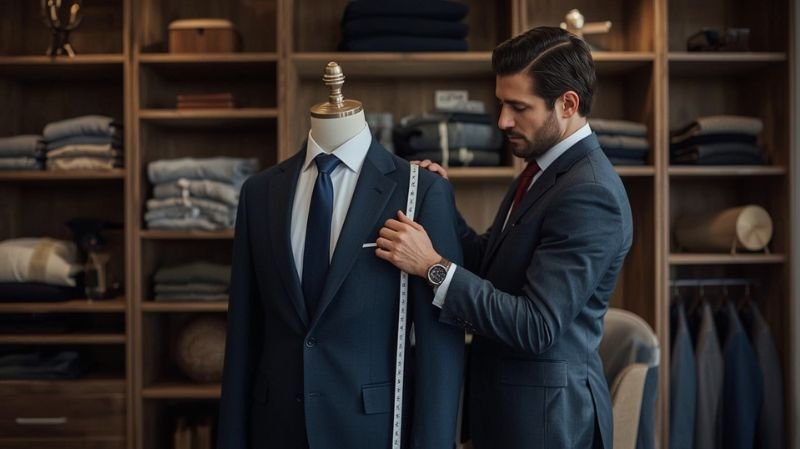 How to Measure for a Suit Jacket: Complete Measurement Professional tailor taking suit jacket measurements
