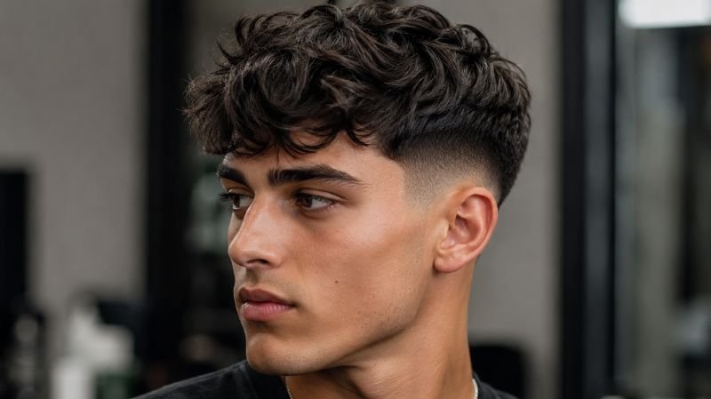 Textured crop haircut for men with wavy hair
