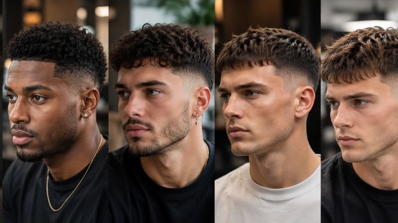 Short Curly Hair Guys: 15 Best Haircuts & Styles for Men Curly taper fade and textured curly crop hairstyles