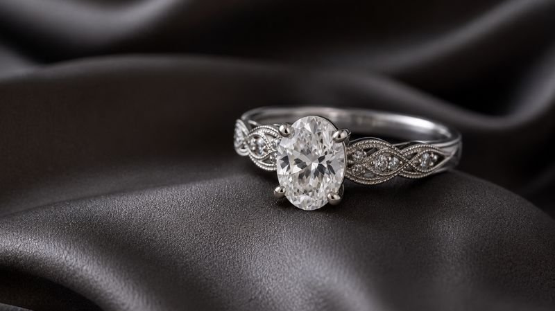 Hybrid engagement ring combining vintage details with modern design