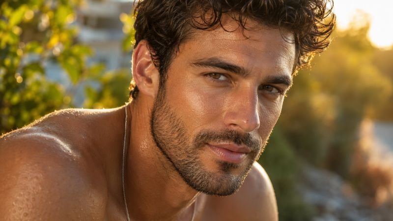 Healthy confident man with bright clear skin after following a daily antioxidant skincare routine.