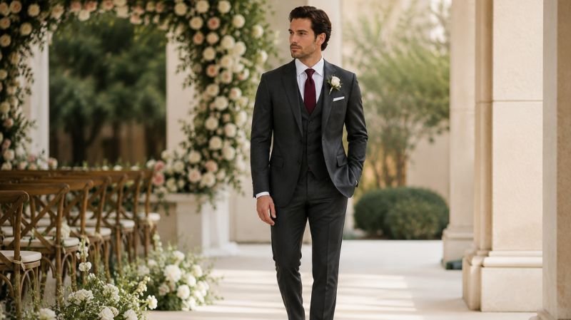 Dark Brown Shoes With Dark Grey Suit: Complete Style Rules Dark grey wedding suit with brown leather shoes for men